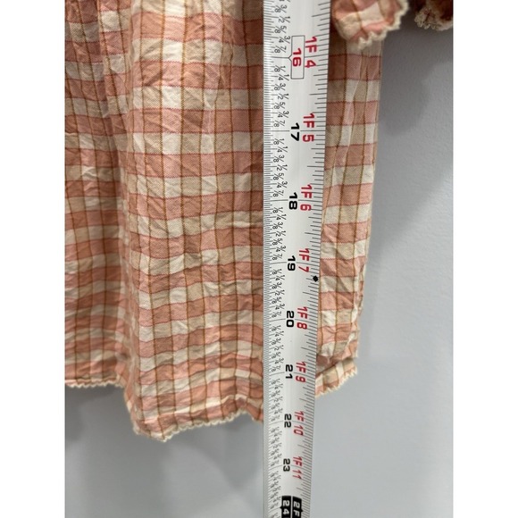 Old Navy Gingham Check Off Shoulder Peasant Top Orange Cottagecore Medium - Picture 8 of 8
